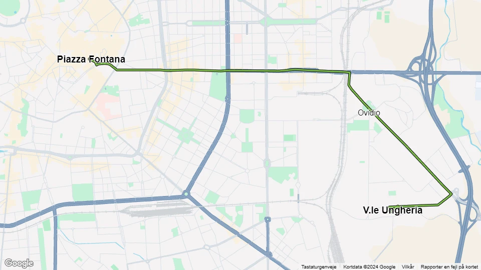 Mailand Straßenbahnlinie 27: Piazza Fontana - V.le Ungheria Linienkarte