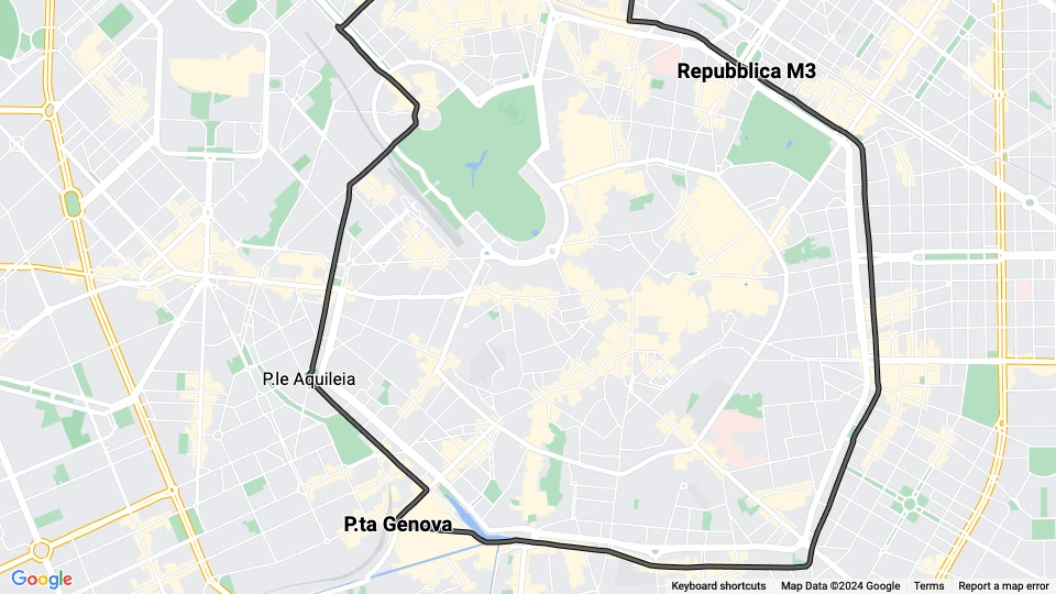 Mailand Straßenbahnlinie 29/30: Repubblica M3 - P.ta Genova Linienkarte