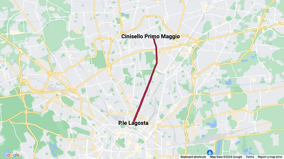 Mailand Straßenbahnlinie 31: P.le Lagosta - Cinisello Primo Maggio Linienkarte