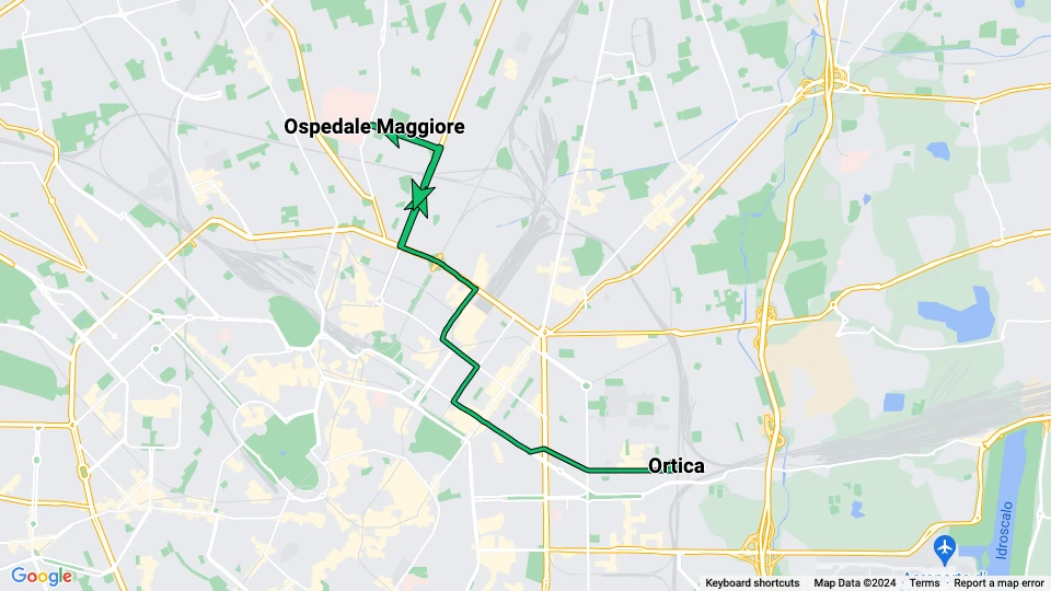 Mailand Straßenbahnlinie 5: Ospedale Maggiore - Ortica Linienkarte