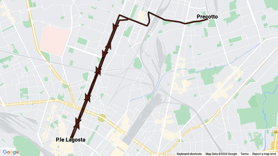 Mailand Straßenbahnlinie 7: P.le Lagosta - Precotto Linienkarte