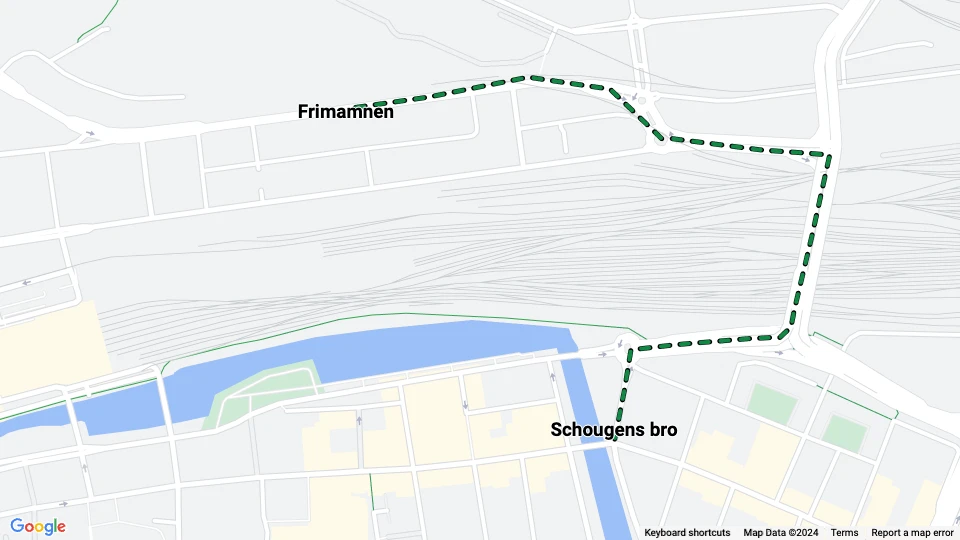 Malmö Zusätzliche Linie 7: Schougens bro - Frimamnen Linienkarte