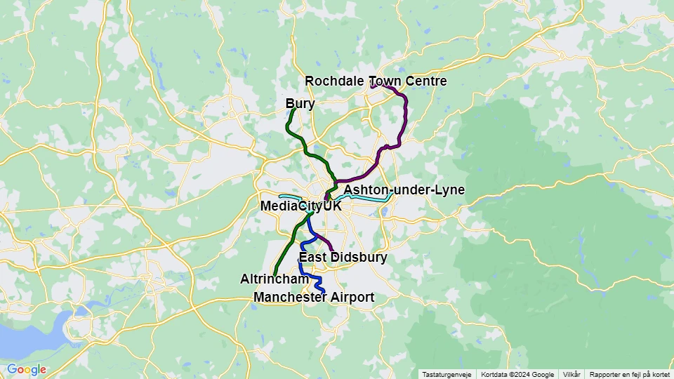 Manchester Metrolink Linienkarte
