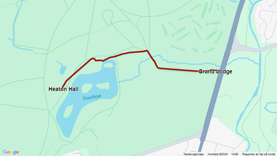 Manchester Tramway: Heaton Hall - Grand Lodge Linienkarte