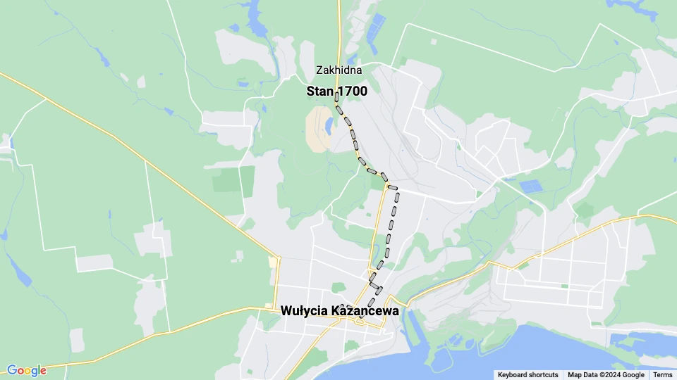 Mariupol Straßenbahnlinie 7: Wułycia Kazancewa - Stan 1700 Linienkarte