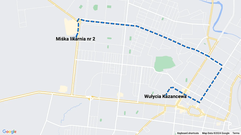 Mariupol Straßenbahnlinie 8: Wułycia Kazancewa - Miśka likarnia nr 2 Linienkarte