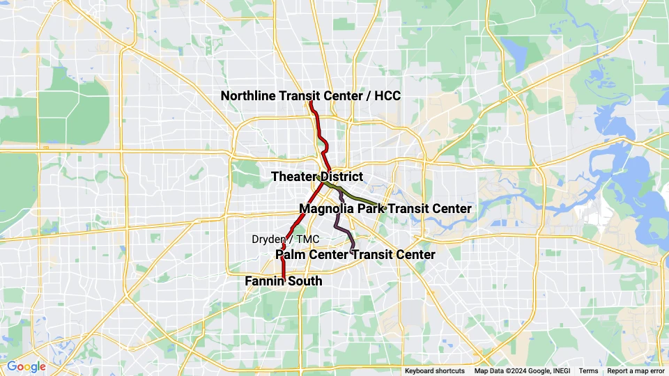 Metropolitan Transit Authority of Harris County (METROrail) Linienkarte