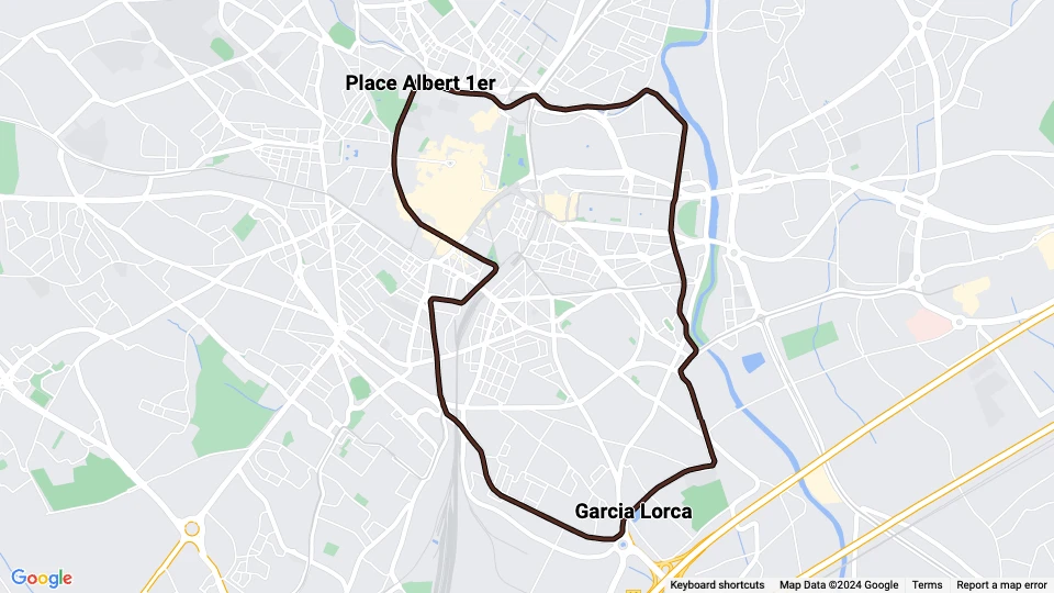 Montpellier Straßenbahnlinie 4: Place Albert 1er - Garcia Lorca Linienkarte