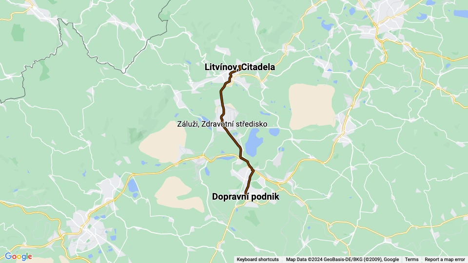 Most Straßenbahnlinie 4: Litvínov, Citadela - Dopravní podnik Linienkarte