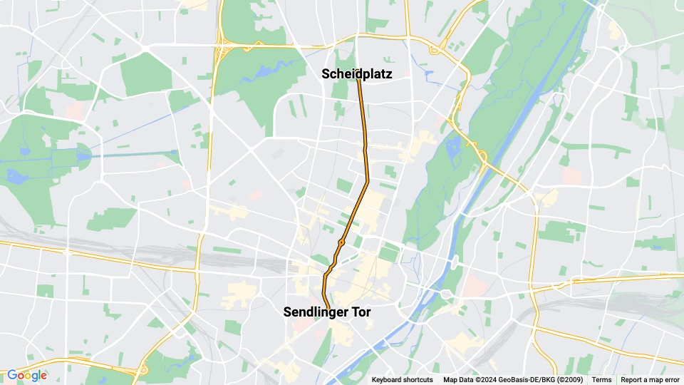 München Veranstaltungslinie 28: Scheidplatz - Sendlinger Tor Linienkarte