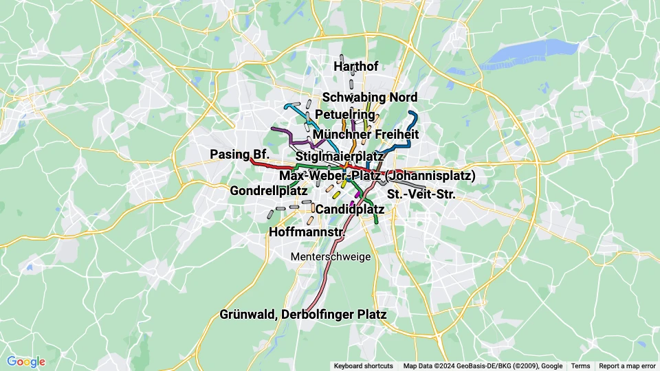 Münchner Verkehrsgesellschaft (MVG) Linienkarte