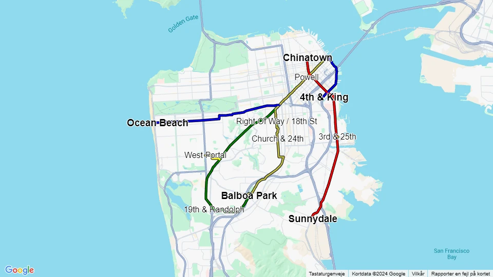 Muni Metro Linienkarte