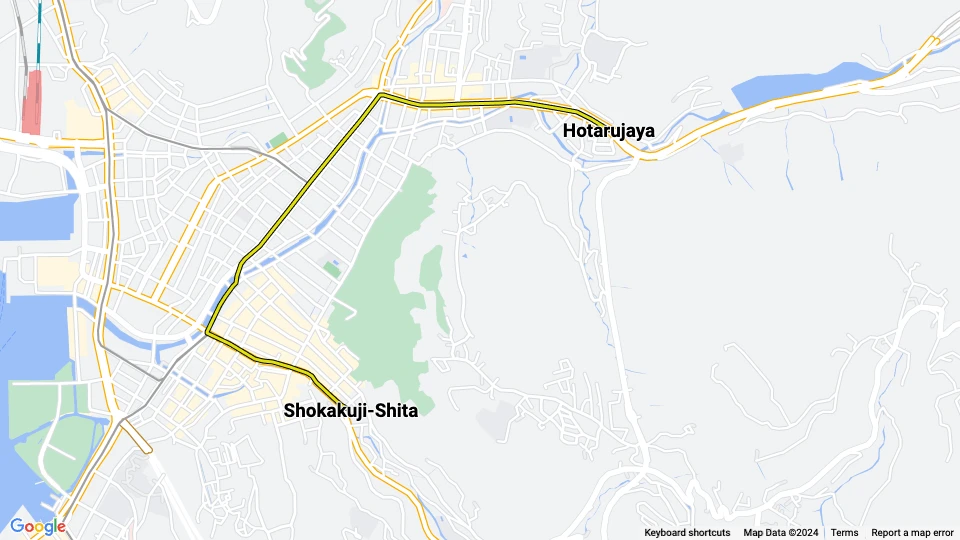 Nagasaki Straßenbahnlinie 4: Shokakuji-Shita - Hotarujaya Linienkarte