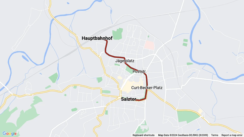 Naumburg (Saale) Touristenbahn 4: Hauptbahnhof - Salztor Linienkarte