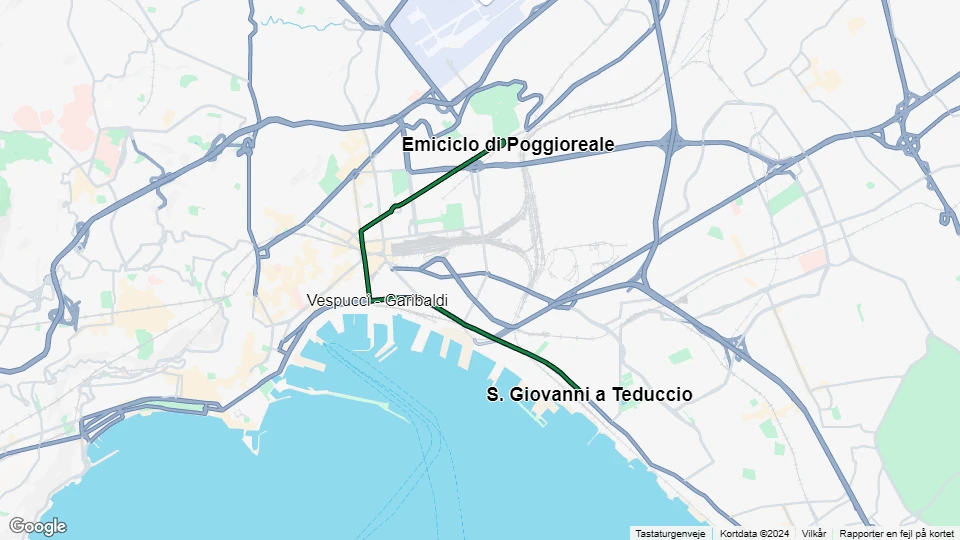 Neapel Straßenbahnlinie 2: Emiciclo di Poggioreale - S. Giovanni a Teduccio Linienkarte