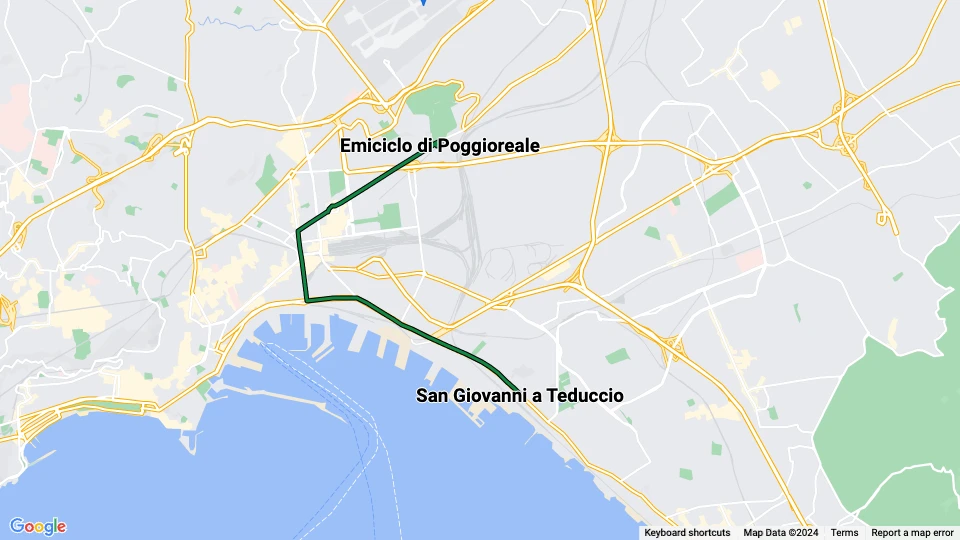 Neapel Straßenbahnlinie 2: Emiciclo di Poggioreale - San Giovanni a Teduccio Linienkarte