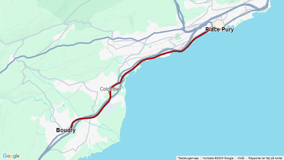 Neuchâtel Tram Touristique: Place Pury - Boudry Linienkarte