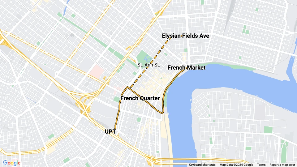 New Orleans Linie 49 Riverfront: UPT - French Market Linienkarte