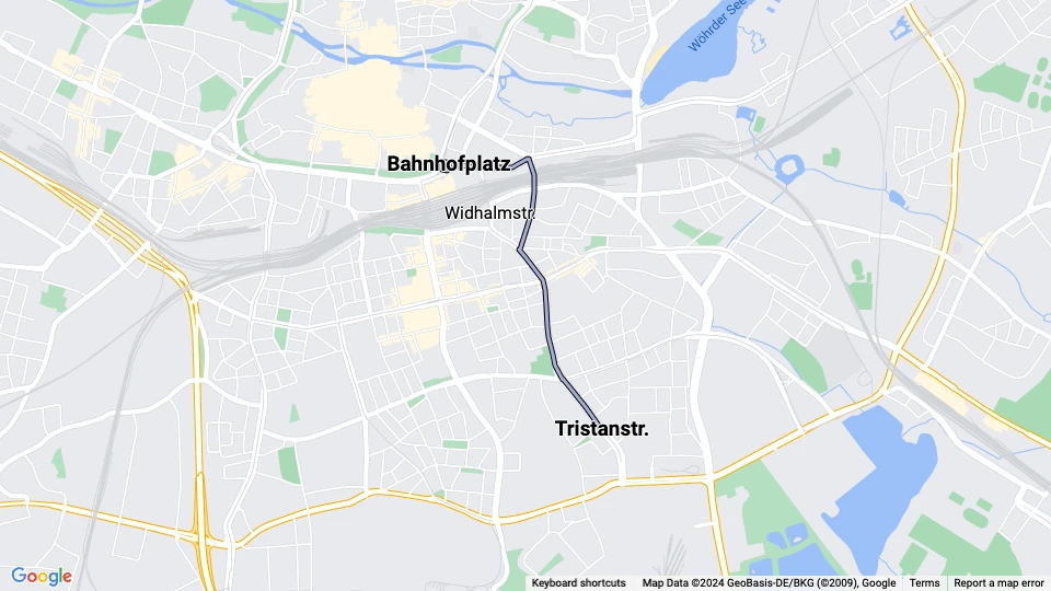 Nürnberg Straßenbahnlinie 7: Bahnhofplatz - Tristanstr. Linienkarte