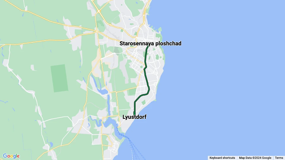Odessa Straßenbahnlinie 3: Starosennaya ploshchad - Lyustdorf Linienkarte