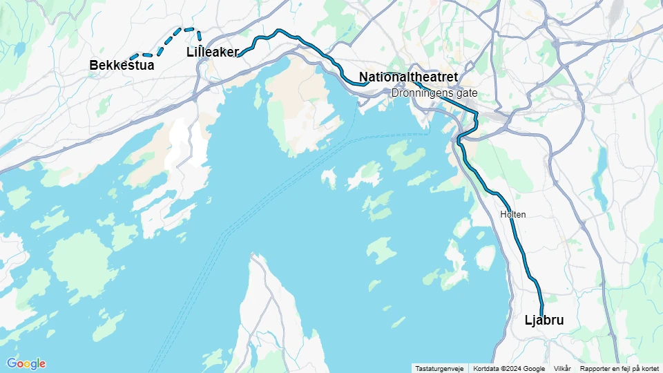 Oslo Straßenbahnlinie 13: Lilleaker - Ljabru Linienkarte