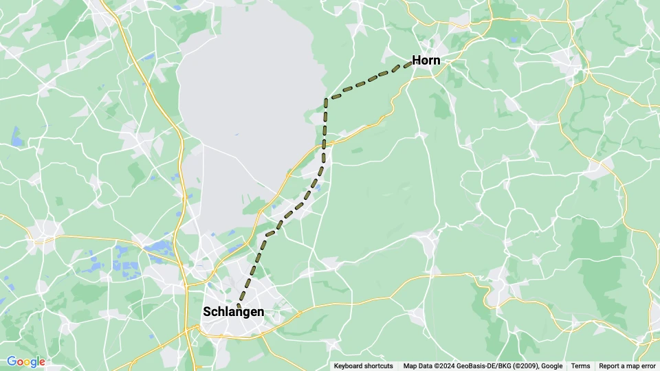 Paderborn Regionallinie Horn: Schlangen - Horn Linienkarte