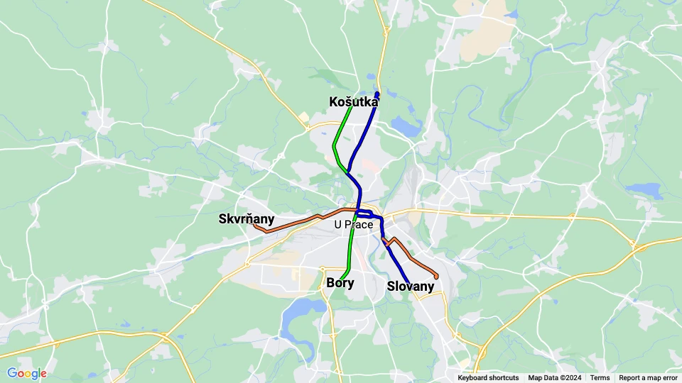 Plzeňské městské dopravni podniky (PMDP) Linienkarte