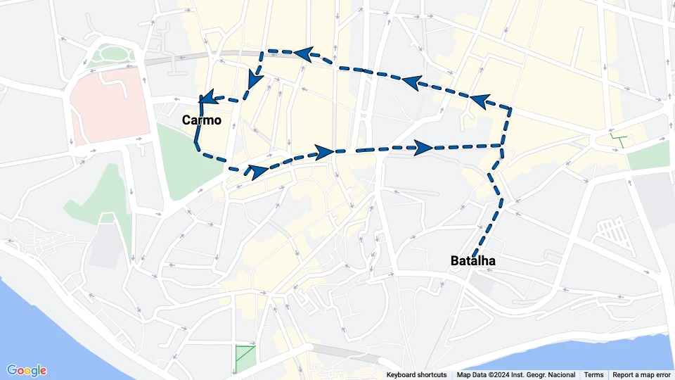 Porto Straßenbahnlinie 22: Batalha - Carmo Linienkarte