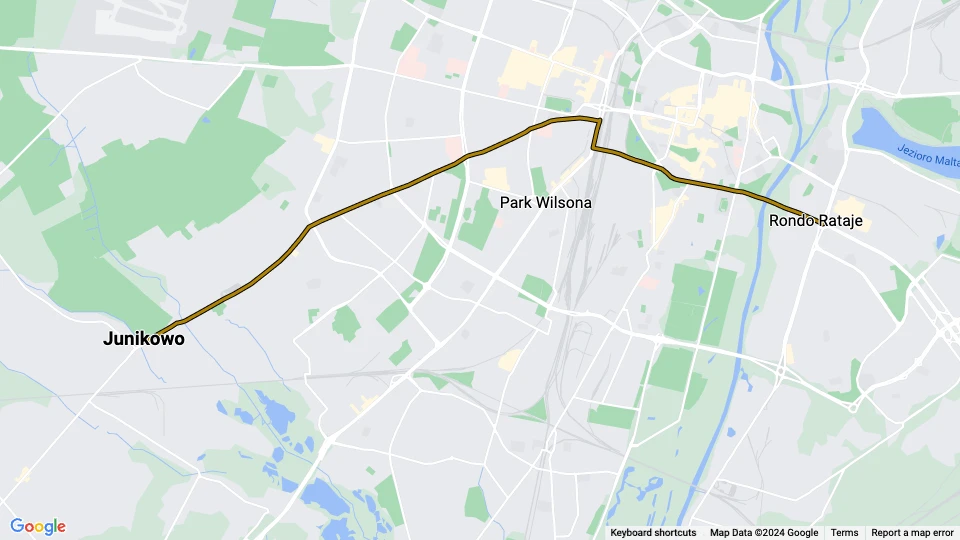 Posen Straßenbahnlinie 13: Rondo Rataje - Junikowo Linienkarte