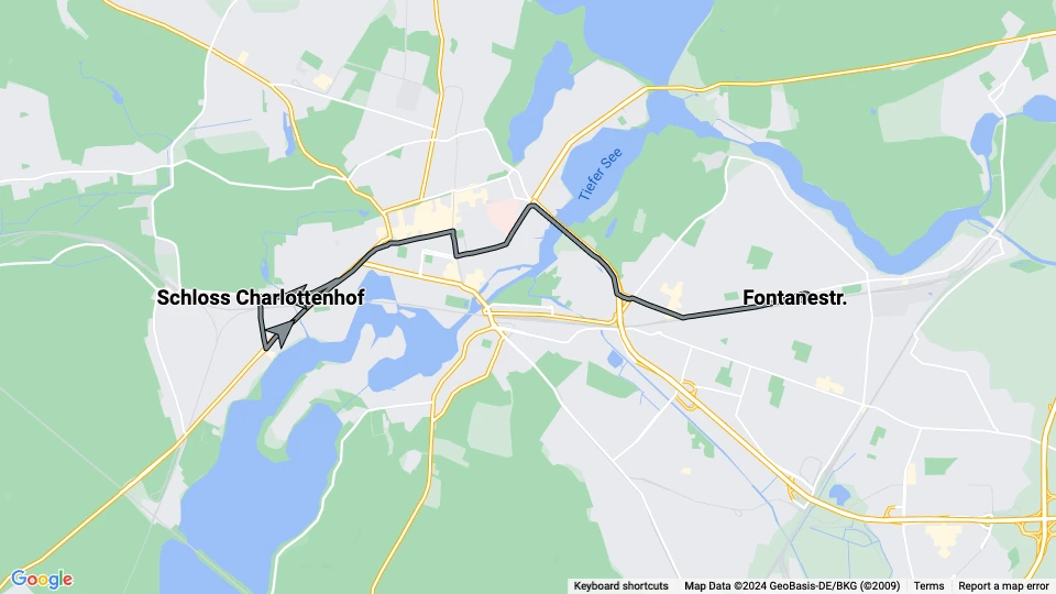 Potsdam Straßenbahnlinie 94: Schloss Charlottenhof - Fontanestr. Linienkarte