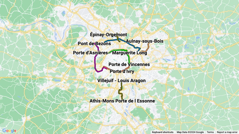 Régie Autonome des Transports Parisiens (RATP) Linienkarte