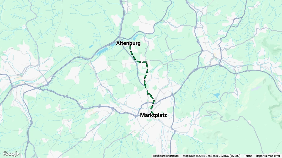 Reutlingen Straßenbahnlinie 3: Marktplatz - Altenburg Linienkarte