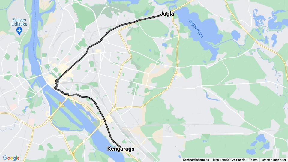 Riga Zusätzliche Linie 3: Jugla - Kengarags Linienkarte