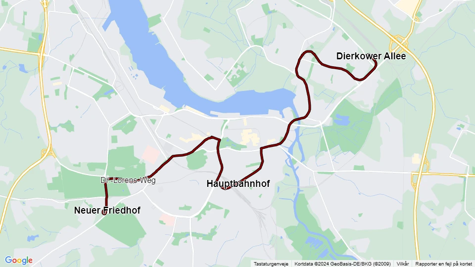 Rostock Straßenbahnlinie 3: Dierkower Allee - Neuer Friedhof Linienkarte