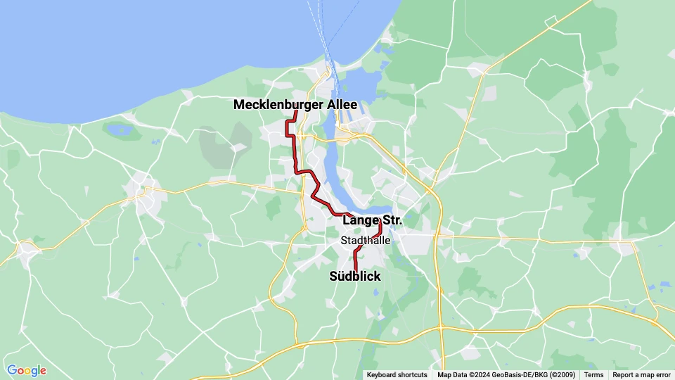 Rostock Straßenbahnlinie 5: Mecklenburger Allee - Südblick Linienkarte