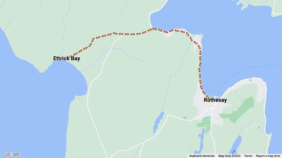 Rothesay Isle of Bute Light Railway: Ettrick Bay - Rothesay Linienkarte