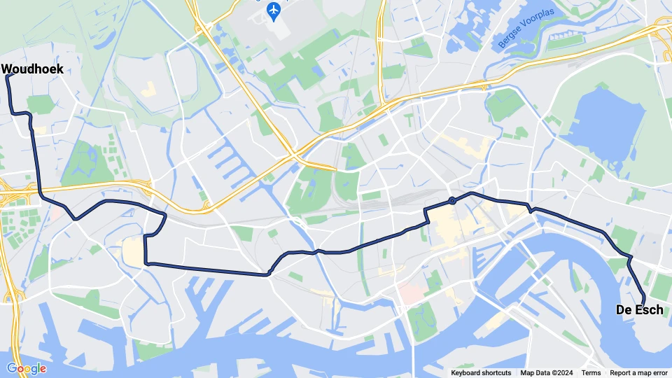 Rotterdam Straßenbahnlinie 21: Woudhoek - De Esch Linienkarte