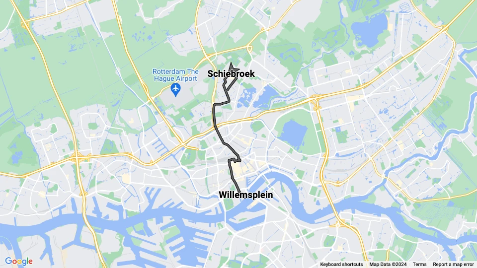 Rotterdam Straßenbahnlinie 5: Willemsplein - Schiebroek Linienkarte