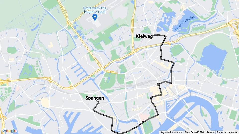 Rotterdam Straßenbahnlinie 6: Spangen - Kleiweg Linienkarte