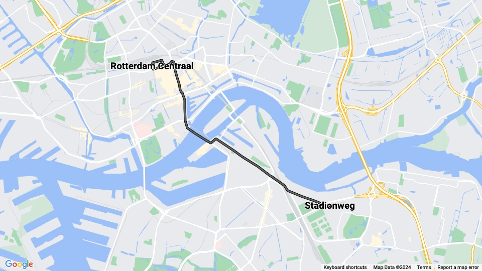 Rotterdam Veranstaltungslinie EM-city-tour: Rotterdam Centraal - Stadionweg Linienkarte