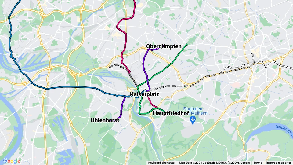 Ruhrbahn Mülheim Linienkarte