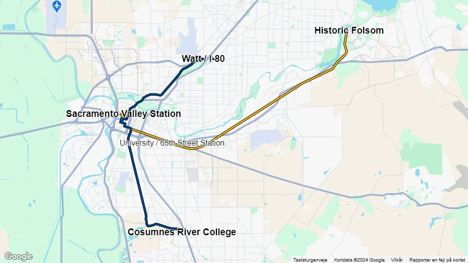 Sacramento Regional Transit District (SacRT) Linienkarte