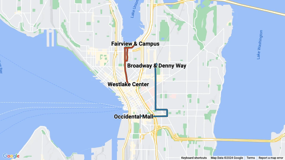 Seattle Streetcar Linienkarte