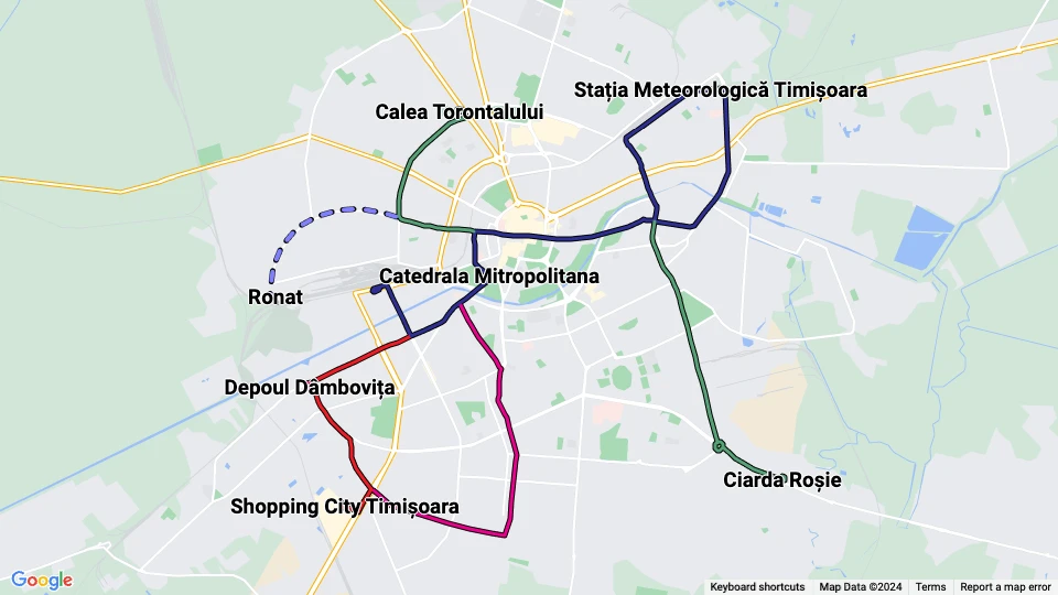 Societatea de Transport Public Timișoara (STPT) Linienkarte