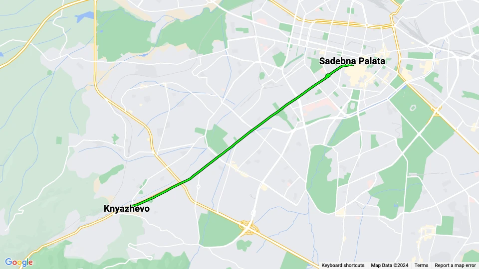 Sofia Straßenbahnlinie 5: Knyazhevo - Sadebna Palata Linienkarte