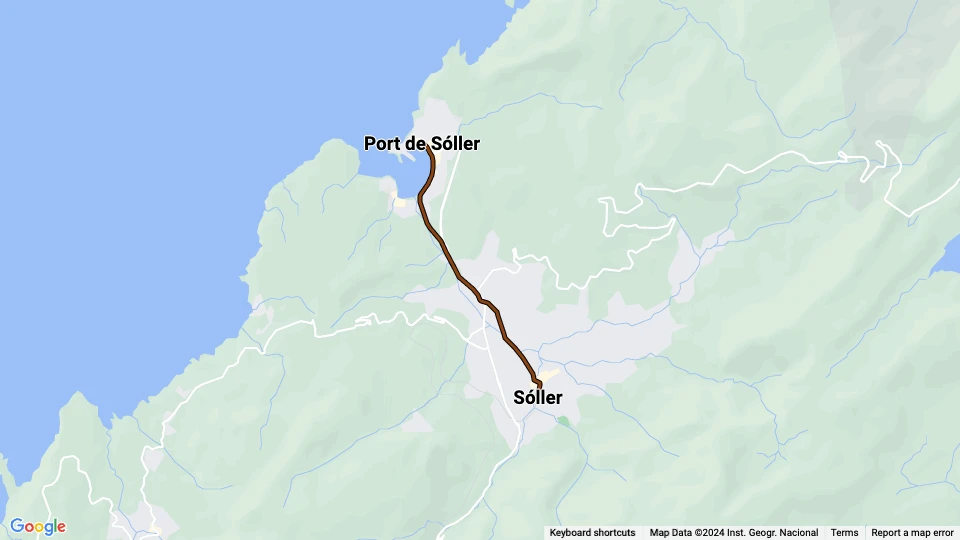 Sóller Straßenbahnlinie: Sóller - Port de Sóller Linienkarte
