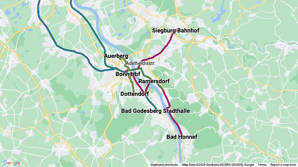 Stadtwerke Bonn: Bus & Bahn (SWB) Linienkarte