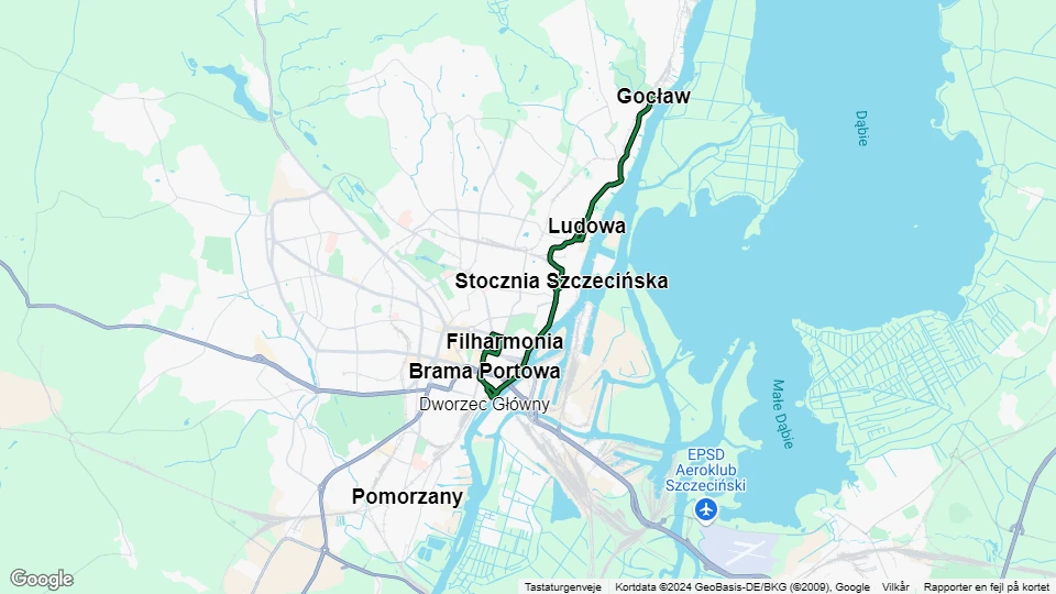 Stettin Straßenbahnlinie 6: Filharmonia - Gocław Linienkarte