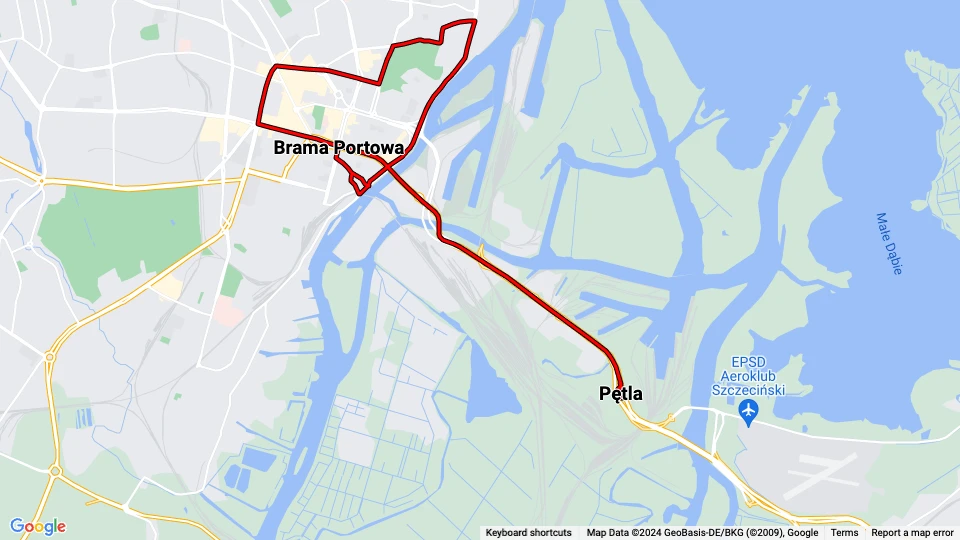 Stettin Touristenbahn Zielone: Brama Portowa - Pętla Linienkarte