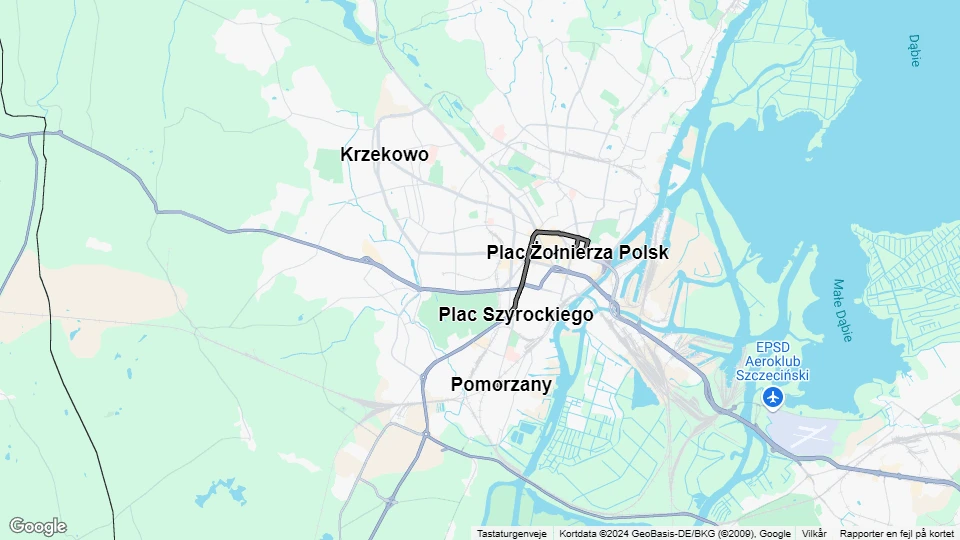 Stettin Zusätzliche Linie 4: Plac Szyrockiego - Plac Żołnierza Polsk Linienkarte